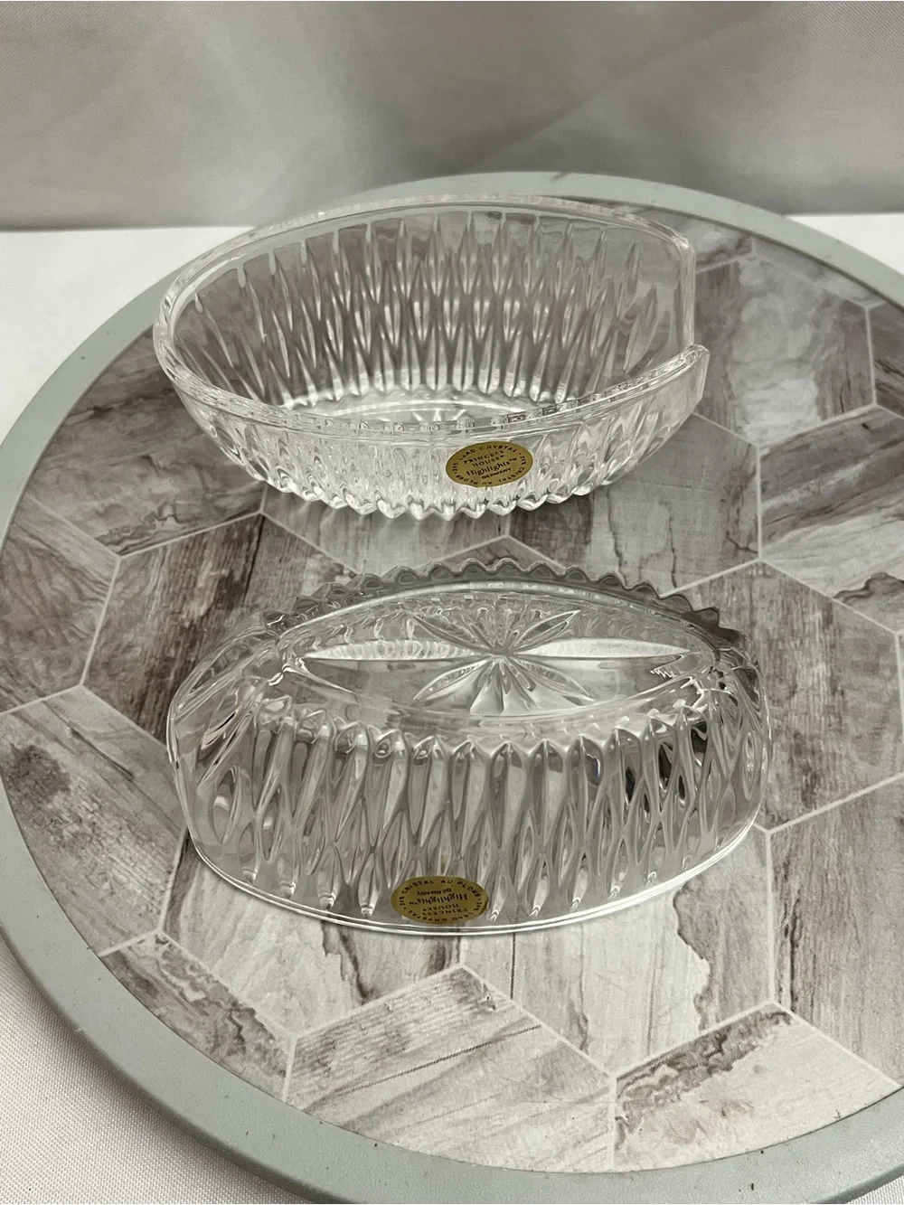 Princess House Highlights Lead Crystal Spoon Fork Holders Set of 2 Germany